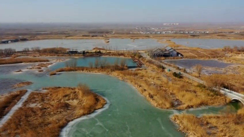 #冬游齐鲁# 【淄博市高青县:空中看天鹅湖国际慢城】山东省淄博市高青县天鹅湖国际慢城,是一