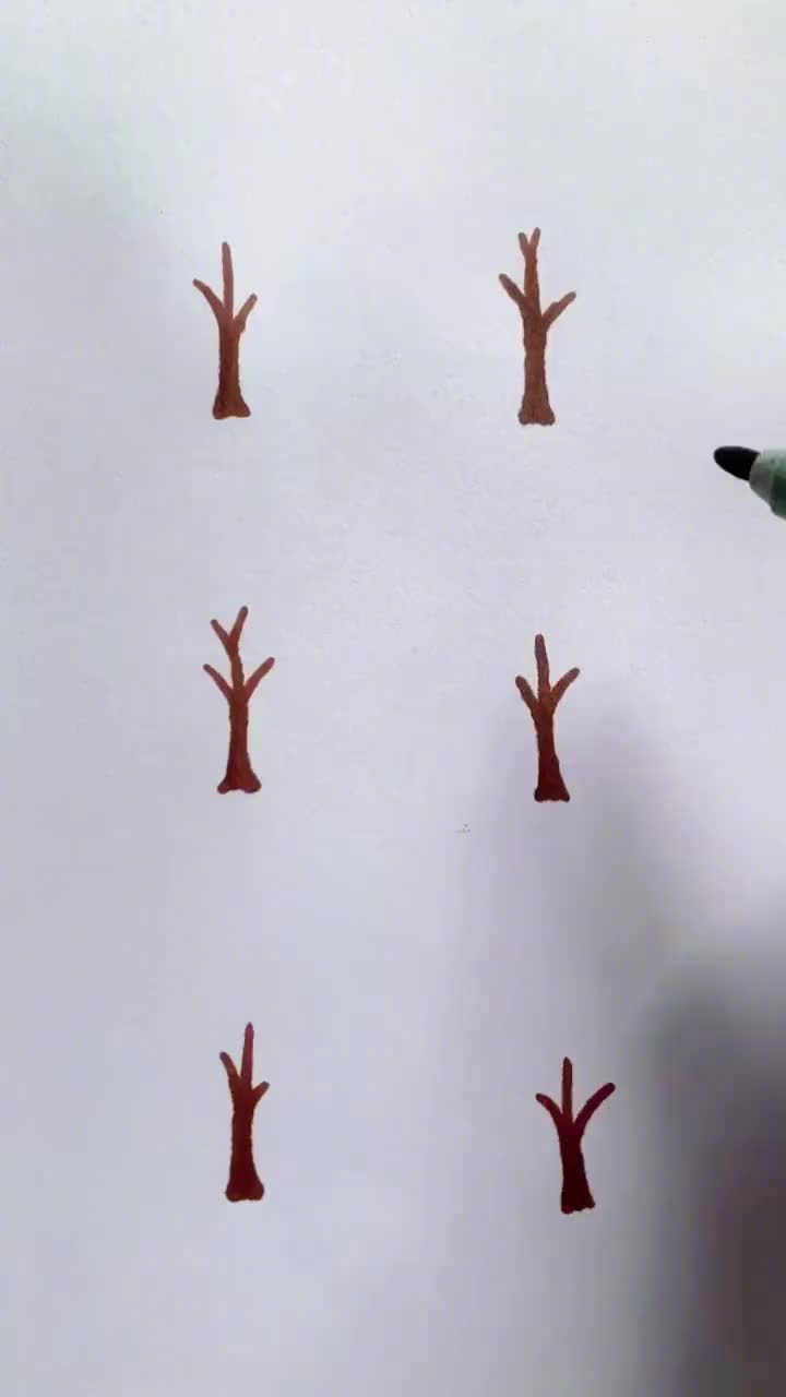 六种树的画法 和孩子画起来吧!