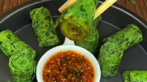 【菠菜卷饼做法】菠菜卷饼,健康美味,早餐来一份,太完美了!