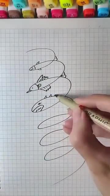 乱画,乱画,就画出了一个鱼群    #遇见春天的美好##世界真奇妙# 