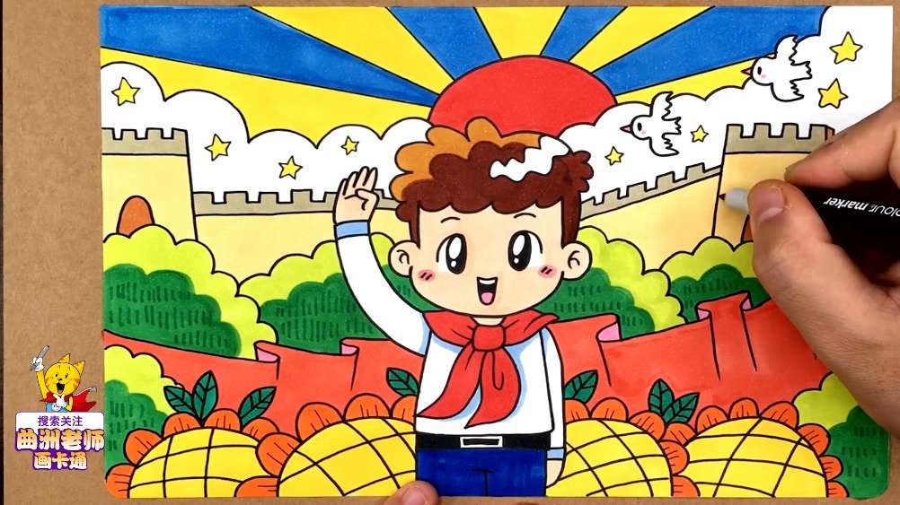 庆祝建党100周年,适合小学生的童心向党儿童画来了 