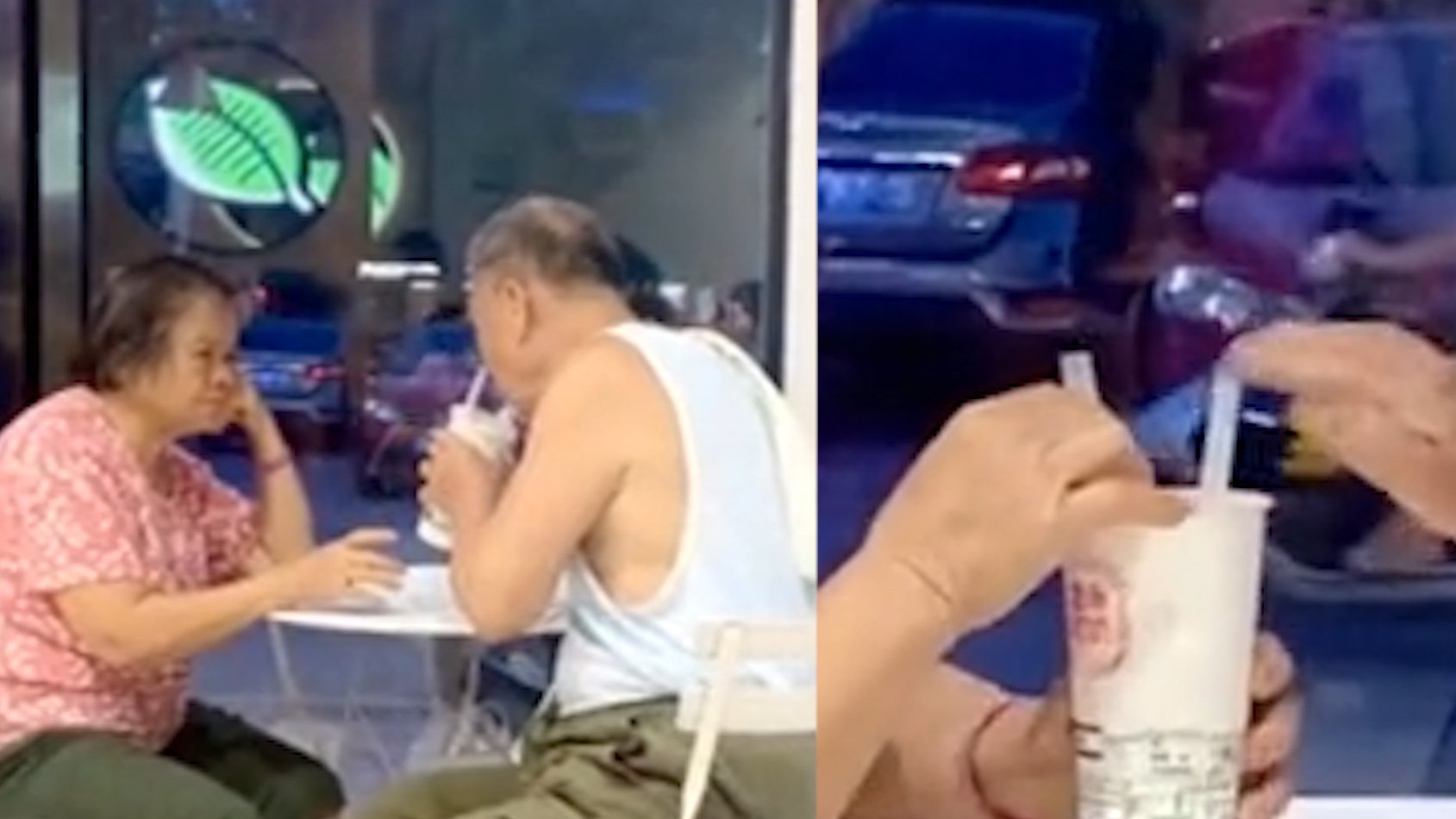 【老夫妻两根吸管喝同一杯奶茶,爷爷一个细节甜化了 】 近日,广西一位网友上传了一段暖心视频