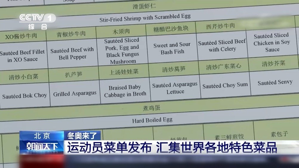【北京冬奥运动员菜单 来啦!你最pick哪一道?】滑蛋虾仁、荔枝鸡片、酱爆鸡丁、照烧牛肉、