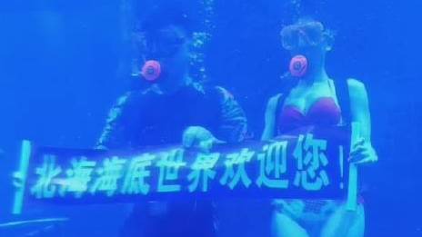 北海海底世界,美轮美奂的美人鱼表演。