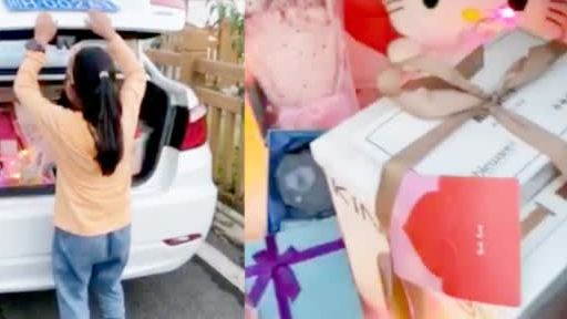 【女孩生日收一后备箱礼物后哭了,妈妈:生二胎后让孩子知道依旧疼她】22日,四川旺苍县,李小