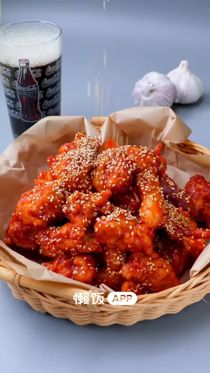 【甜辣炸鸡年糕】甜甜辣辣的炸鸡年糕在家也能做啦!肉感十足的炸鸡和年糕的组合,简直太巴适啦～